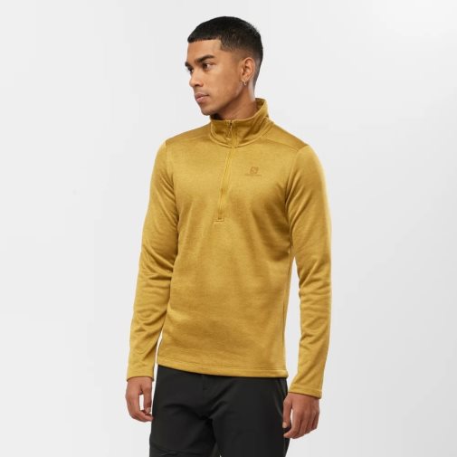 Salomon Essential Lightwarm Seamless Half Zip Mikiny Panske Zlate | SK 3QNPCF